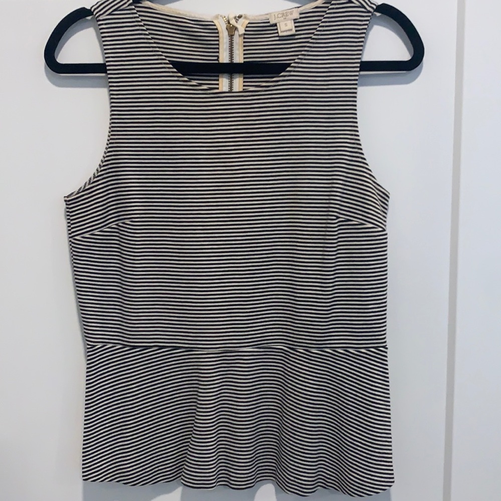 Peplum Jcrew white and black striped tank size S